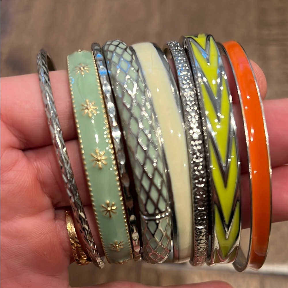 Set of 8 enamel and metal bracelets including Lia Sophia Bracelets